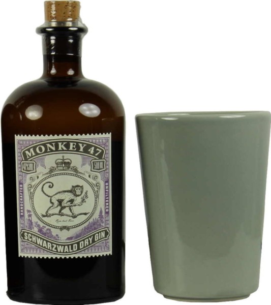 Monkey 47 Dry Gin 0,5 Liter mit Keramik Becher