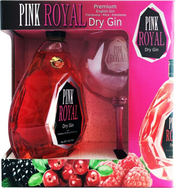 Pink Royal Dry Gin 0,7l mit Glas