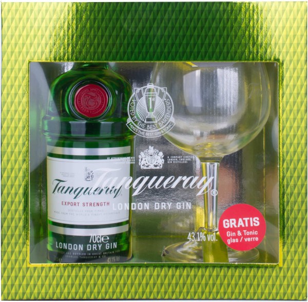 Tanqueray Gin 0,7 Liter in der Geschenkbox mit Glas