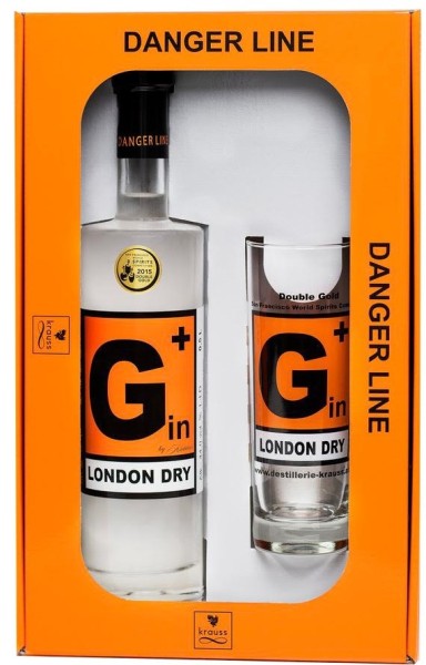 G+ Danger Line London Dry Gin 0,5l mit Glas