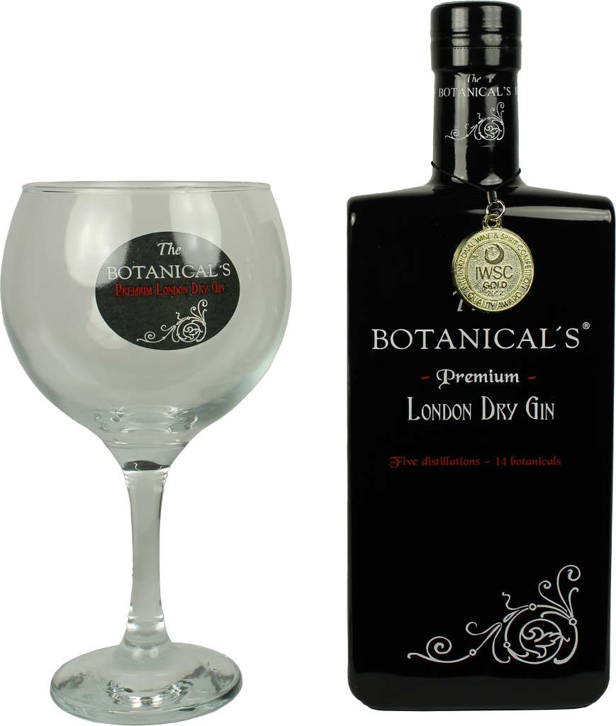 Ballonglas Ginglas "Premium London Dry Gin" The Botanicals Gin