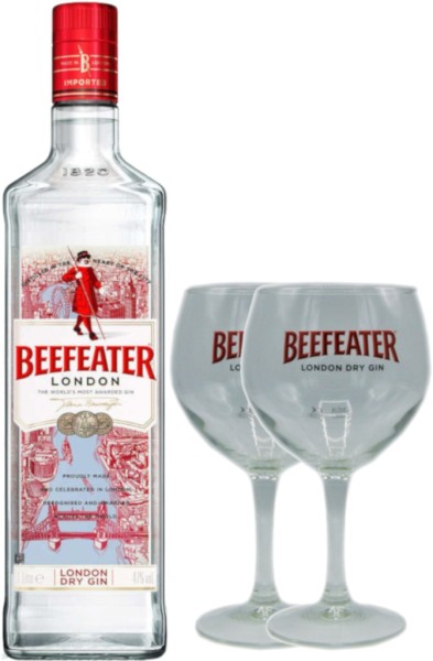 Beefeater London Dry Gin 1l mit 2 Gläsern